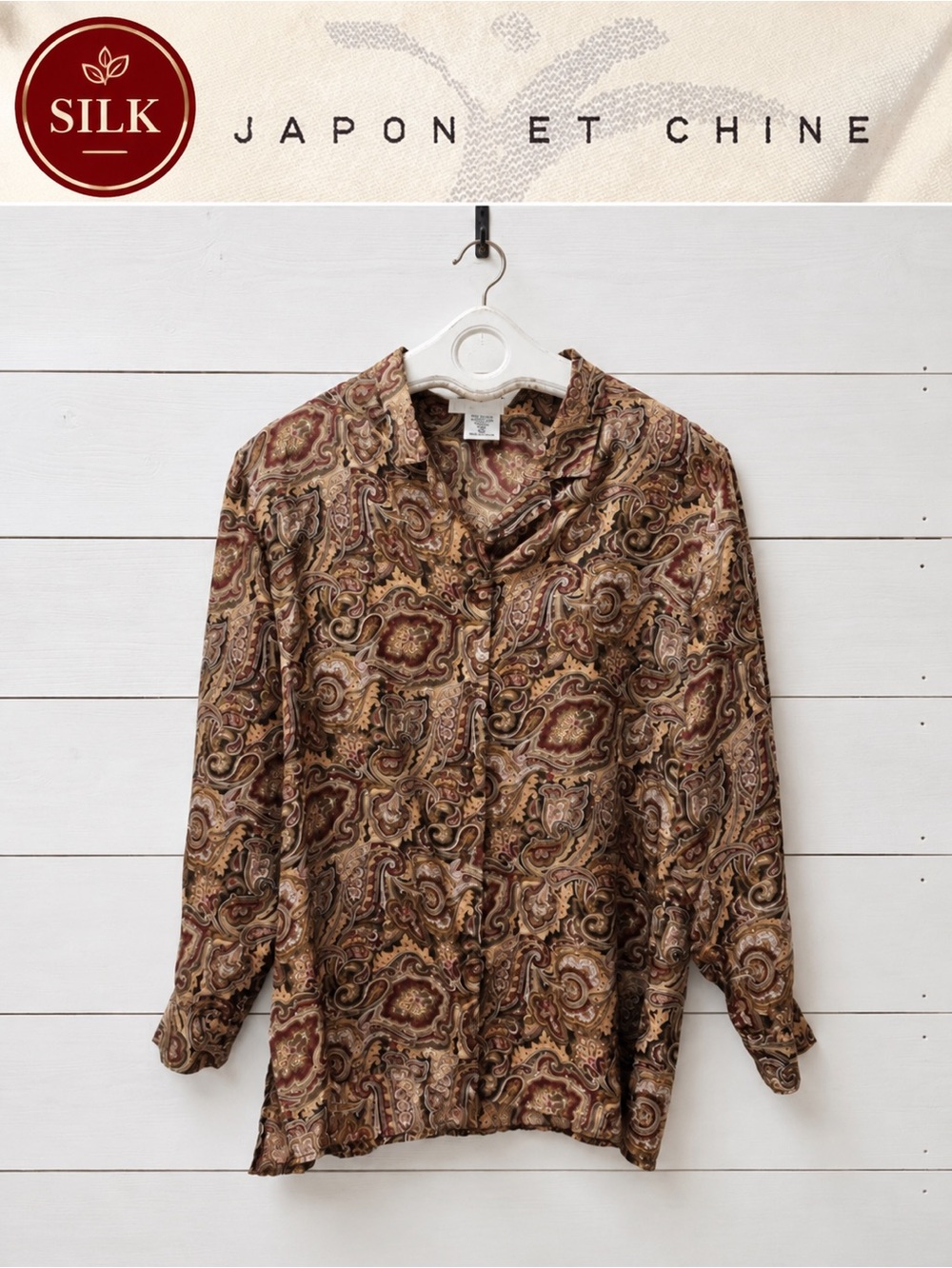 Japon et Chine – Vintage Silk Paisley Blouse – Size S